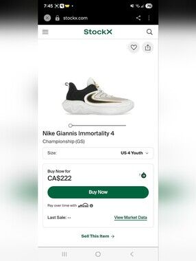 Nike GIANNIS Youth Basketball Shoe in White, Black & Gold
